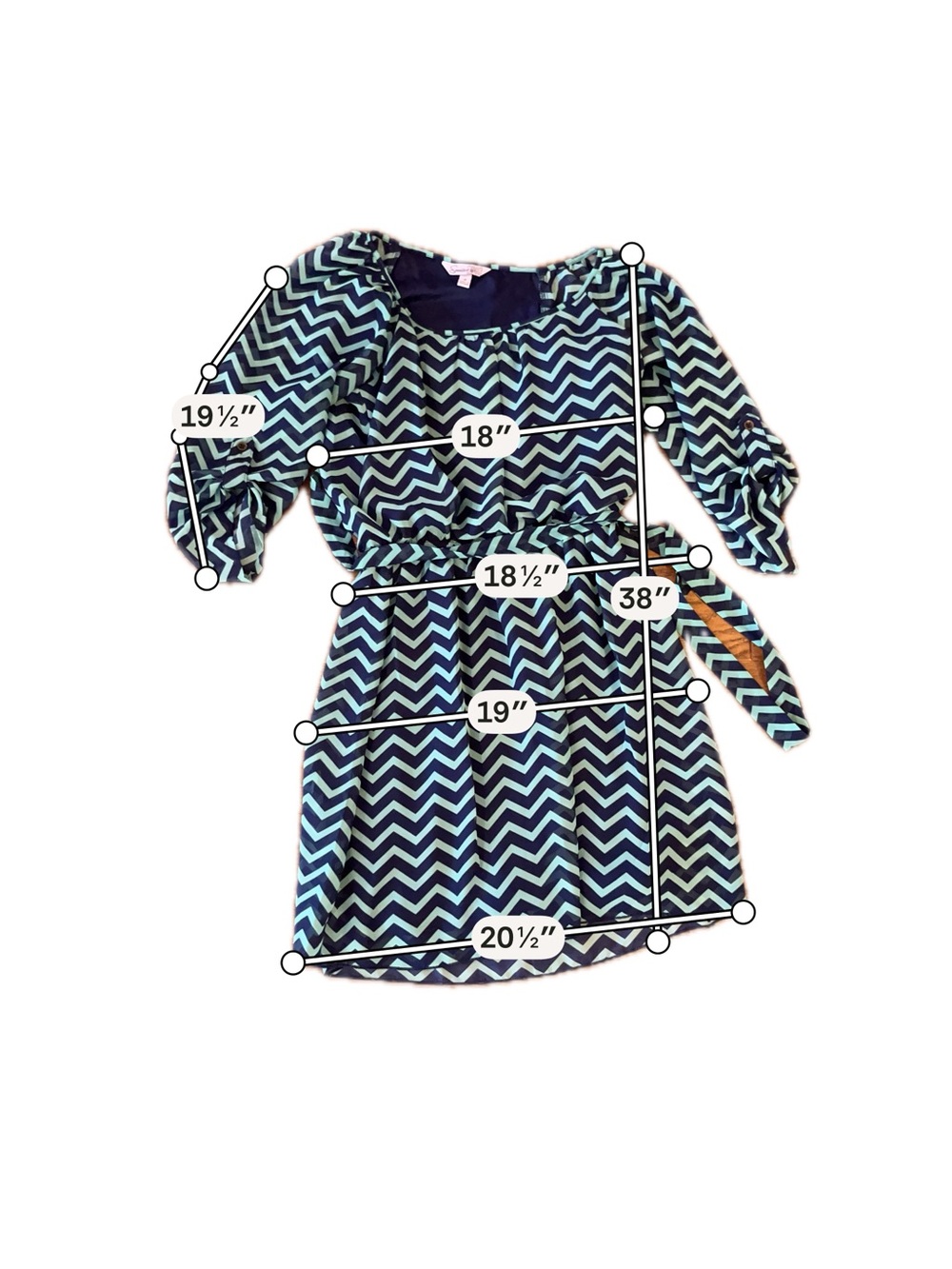 Speechless Navy and White Chevron Midi Dress - Picture 5 of 5